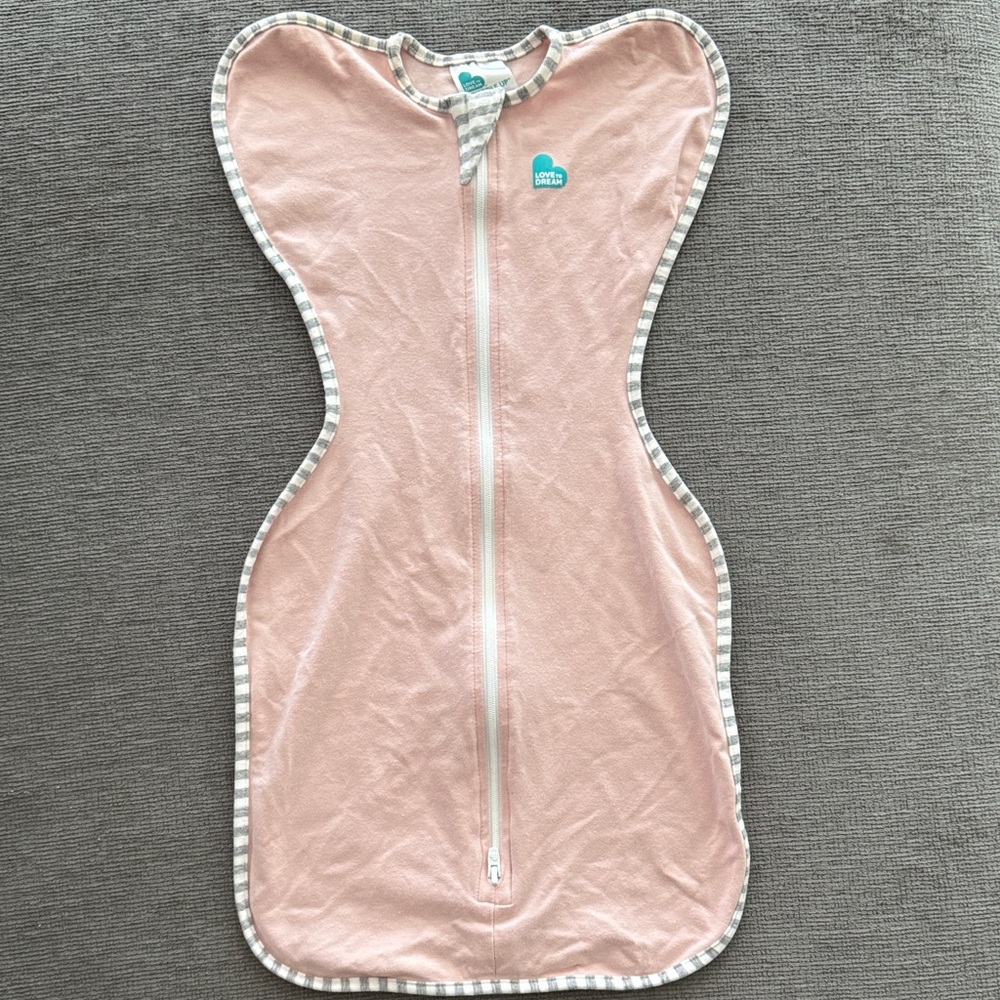 Love to Dream Swaddle in Soft Pink with Gray Stripes